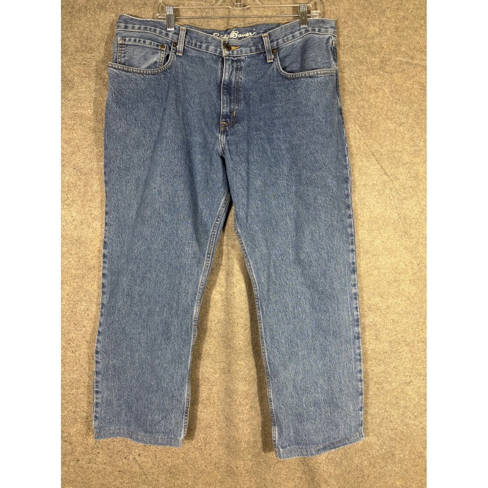 Eddie Bauer Mens Relaxed‎ Fit Jeans Medium Wash Blue Denim 38x30 7404-R-MSW